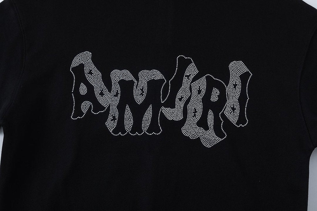 AMIRI Crystal AM Logo-print zip-up hoodie